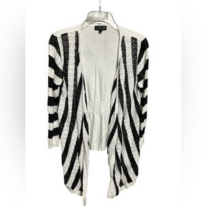 One A Black and White Knit Open-Front Cardigan- Size M